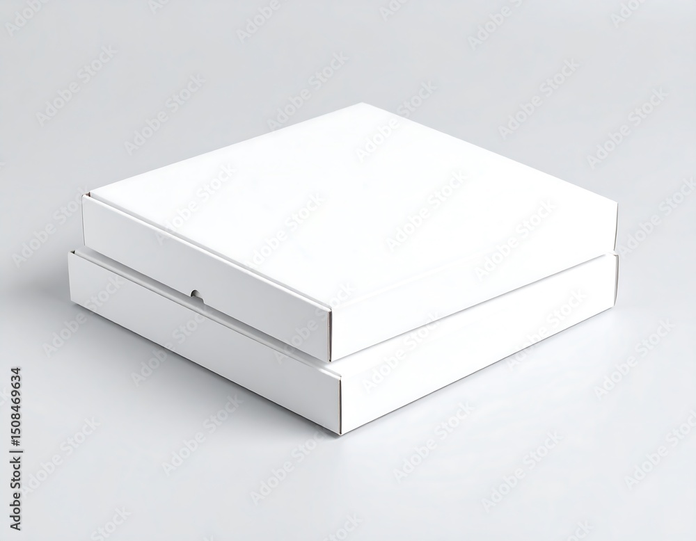 Naklejka premium Two stacked white pizza boxes