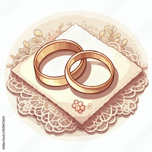 Wedding rings on lace pillow
