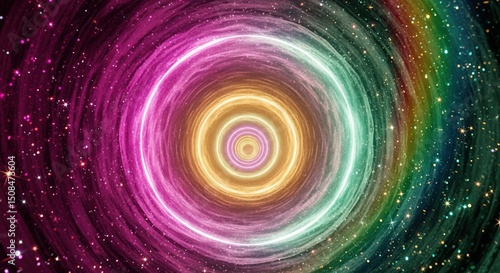 Colorful Vortex in Space: A vibrant and mesmerizing swirling vortex of colors, reminiscent of a cosmic journey through the cosmos, invites the viewer into a realm of wonder and exploration.