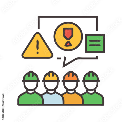 Graphic illustration of construction workers receiving safety alerts
