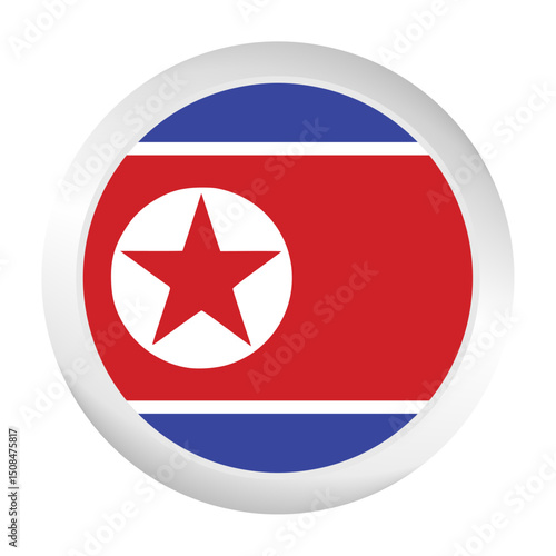 Flag of North Korea. Circle flag icon logo. Round flag. Flag icon. Standard color. Digital illustration. Vector illustration. Free Download Flag of North Korea. Circle flag icon logo. Round flag. Flag icon. Standard color. Digital illustration. Vector illustration. - GFXLoad