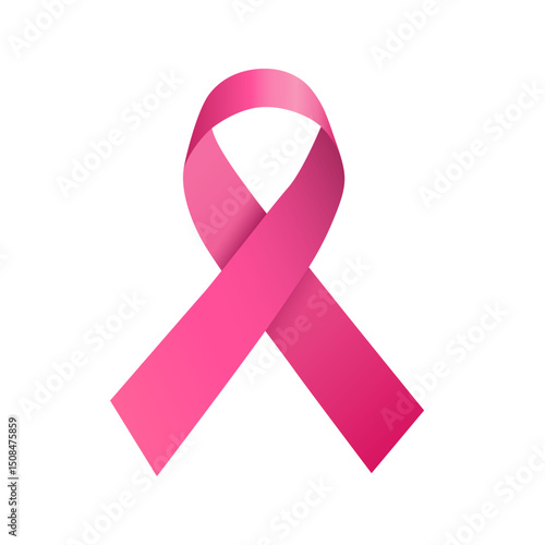 Vector realistic pink satin ribbon - breast cancer awareness symbol, women's health prevention