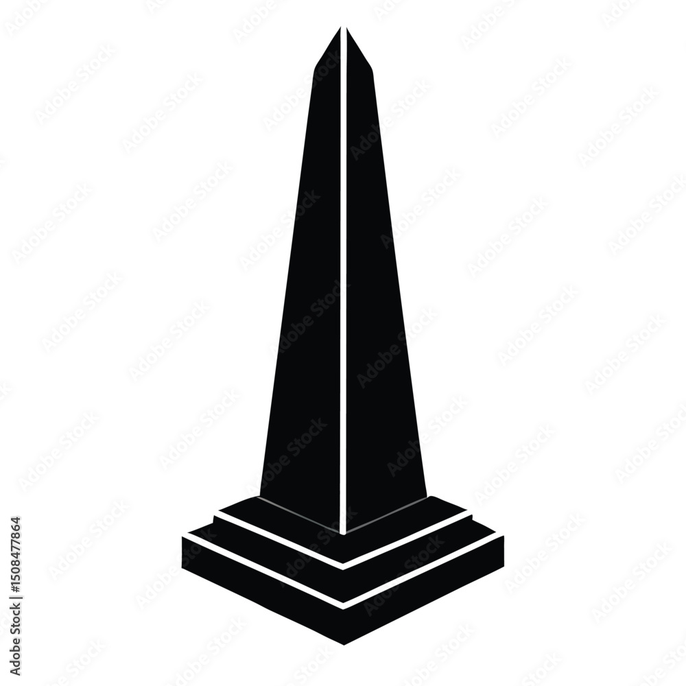 Tall obelisk monument simple black silhouette icon. Tall obelisk monument simple black silhouette icon.