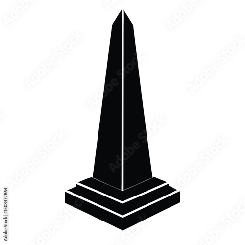 Tall obelisk monument simple black silhouette icon.