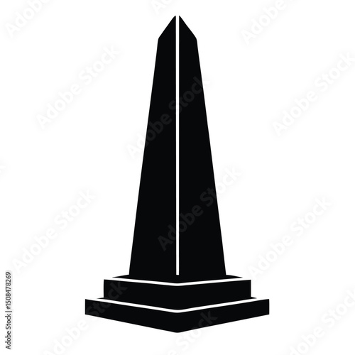 Tall obelisk monument simple black silhouette icon.