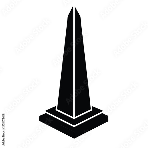 Tall obelisk monument simple black silhouette icon.