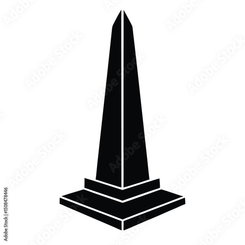Tall obelisk monument simple black silhouette icon.