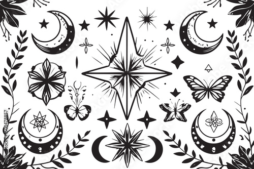 Mystical Boho Floral & Crystal Icons
