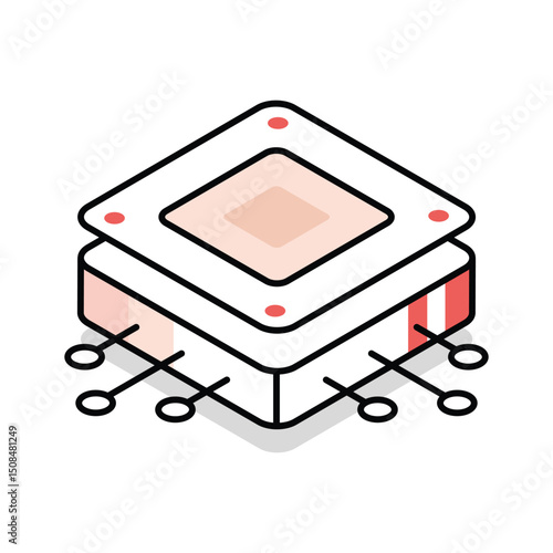 A well crafted isometric icon of microprocessor chip