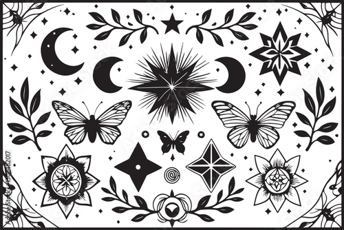 Mystical Boho Floral & Crystal Icons
