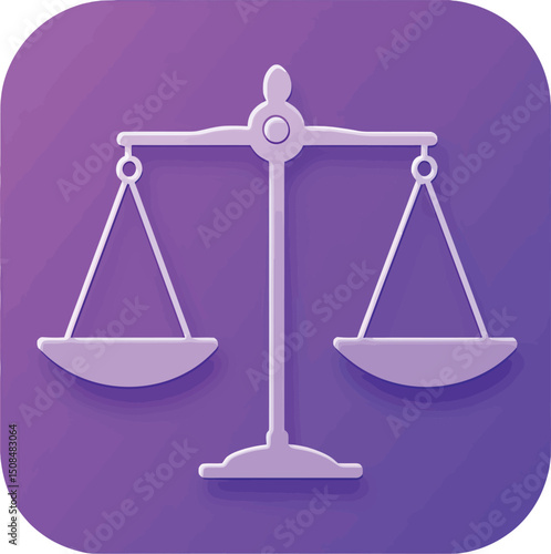 Purple justice balance scale icon design for law firms and legal services symbol vector illustration