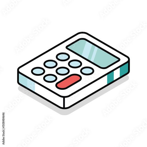 A captivating isometric outline icon of calculator