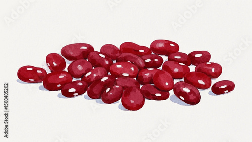 Heart Beans red beans isolated watercolor vector illustration svg