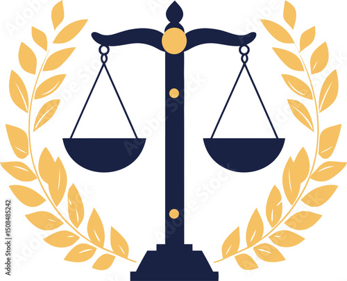 Justice scales law legal balance court symbol illustration vector graphic design for lawyer firm 
