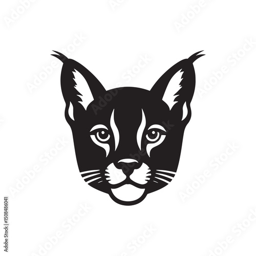 **"Striking Caracal Vector Silhouette: Wild Feline Design Featuring Tufted Ears, Sleek Body, and Alert Stance in Clean, Minimalist Style for Crafts and Digital Artwork"**
