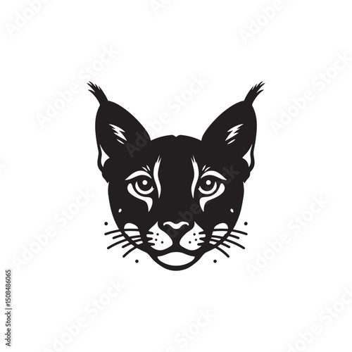 **"Striking Caracal Vector Silhouette: Wild Feline Design Featuring Tufted Ears, Sleek Body, and Alert Stance in Clean, Minimalist Style for Crafts and Digital Artwork"**
