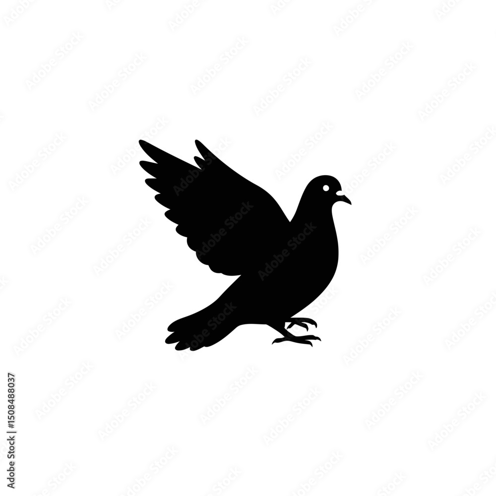 Fototapeta premium Pigeon silhouette symbol for urban environment and communication 