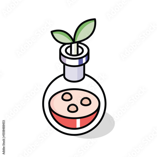 A premium isometric icon of advanced botany test