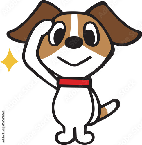 ジャックラッセルテリア犬キャラクター　敬礼ポーズ