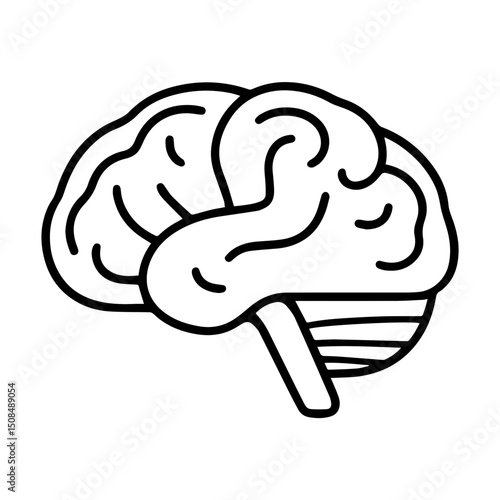 Simple Black Brain Icon for Mental Health Awareness, Educational Content, Psychology Blogs, and Minimalist Design Projects