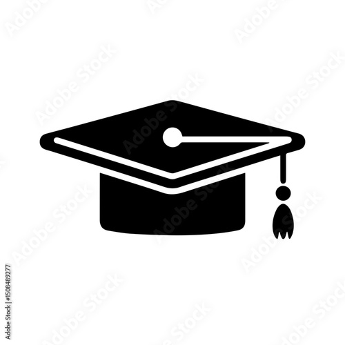 Graduation Mortarboard Cap Icon on Plain White Background for Education Websites, Academic Blogs, Graduation Announcements, and School Projects