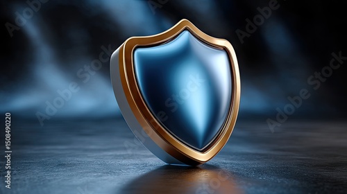 Blue shield with golden frame