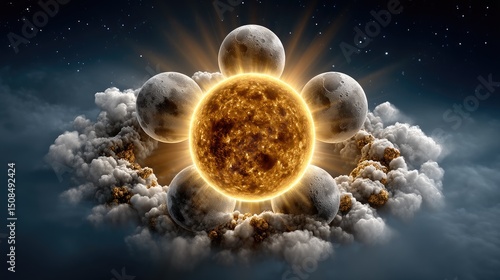 Celestial bodies in space