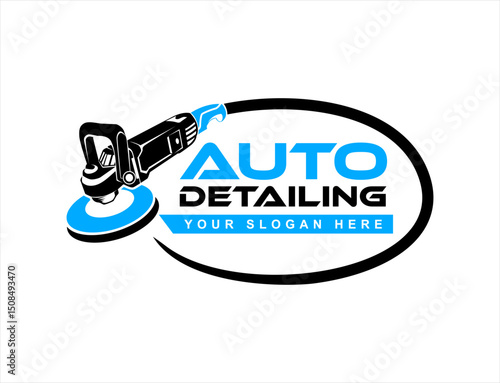 car auto detailing logo emblem design vector template with silhouette polishing 