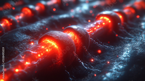 Fluid neural network with glowing nodes connecting and disconnecting in a smooth and rhythmic pattern, vibrant colors, AI generated