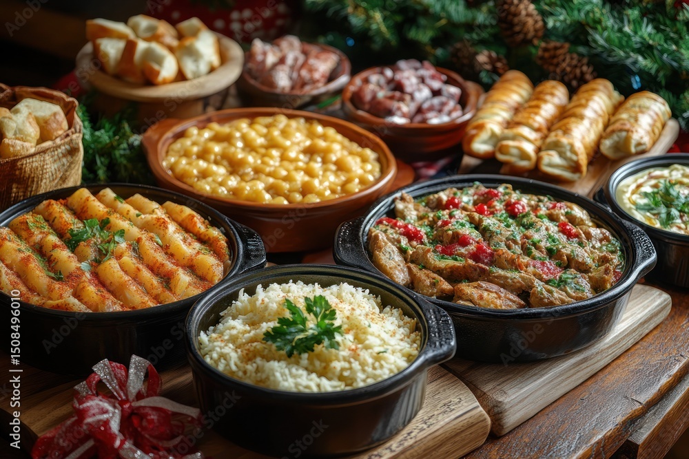 Festive Christmas Eve Dinner Preparation with Family Meals and Decor Festive Christmas Eve Dinner Preparation with Family Meals and Decor