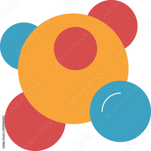 Chemical Compound, Atom, Molecule Sign in Flat Style for Graphics