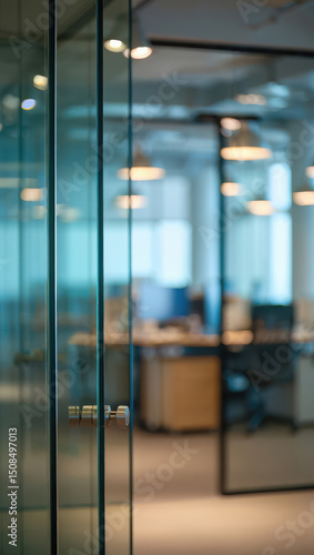 Modern office glass partition door detail
