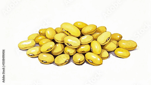 Sunlit Bean Study yellow beans isolated watercolor vector illustration svg