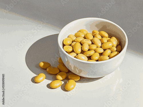 Sunlit Beans yellow beans in a bowl isolated watercolor vector illustration svg