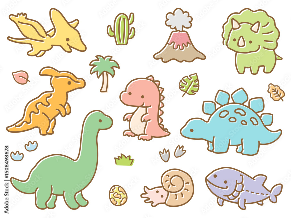 かわいい恐竜のイラストセット05 かわいい恐竜のイラストセット05