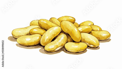 Golden Beans Watercolor yellow beans isolated vector illustration svg
