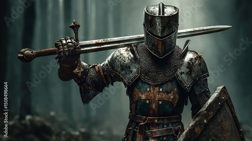 Medieval Knight Sword Forest Fantasy.