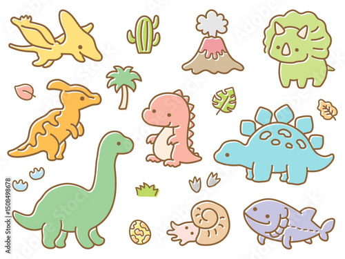 かわいい恐竜のイラストセット05