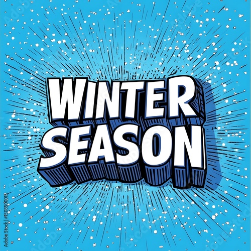 Winter season graphic design with radiating snow effect.