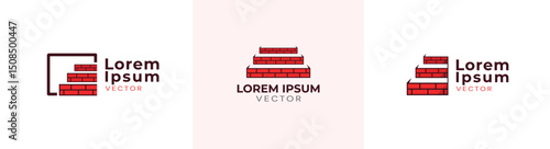 Unique brick with stairs vector logo design