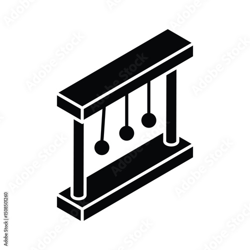 A visually appealing isometric glyph icon of pendulum swing