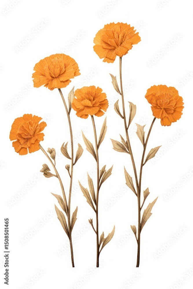 Fototapeta premium Orange flowers plant petal white background.