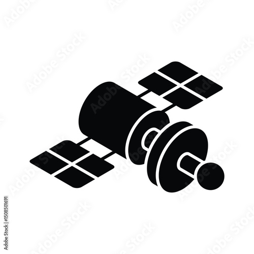 Well crafted isometric icon showing satellite in orbit