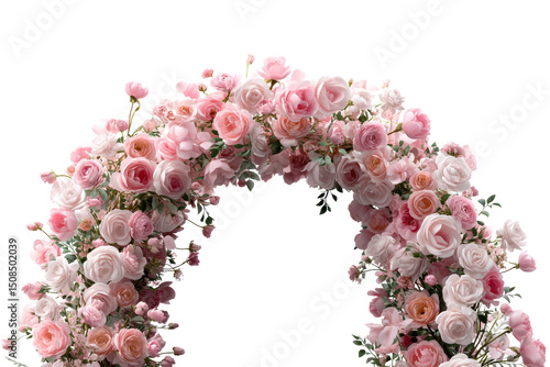 Fototapeta Naklejka Na Ścianę i Meble -  Elegant flower arch with pink roses and blooms for a special event