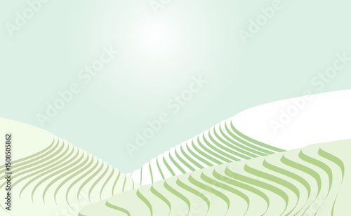Rice terraces in Asia. Vector illustration. Sketch for creativity.