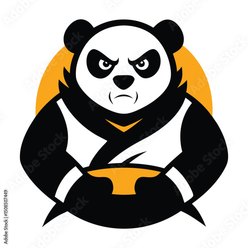 Angry Karate Panda Mascot Logo