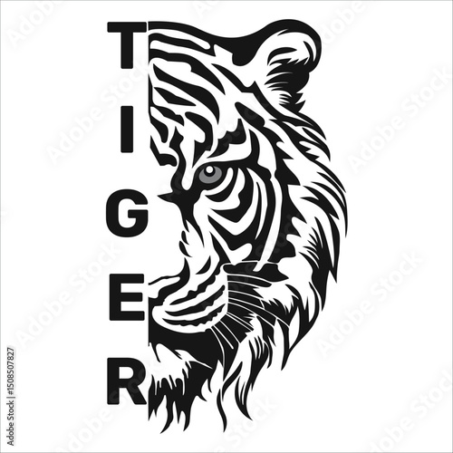 tiger half face  head vector
