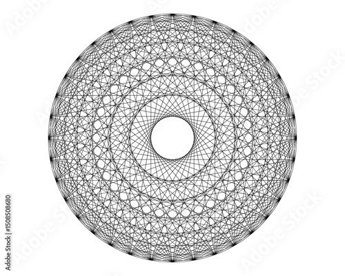 Circle point with connected lines, symmetry mandala. Sacred Geometry white background for tattoo symbol religion icon logo. vector illustration