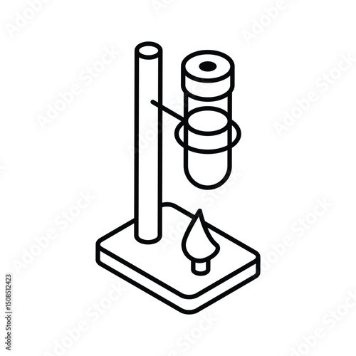 A customizable isometric outline icon of retort stand