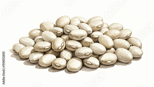 Bowl of White Beans white beans isolated watercolor vector illustration svg